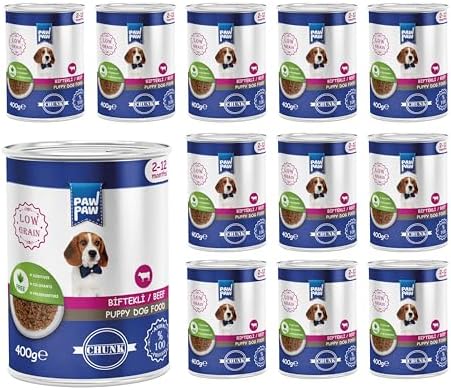 Pawpaw Yavru Köpek Biftekli ve Jöleli Konserve Mama 400 Gr x 12 Adet