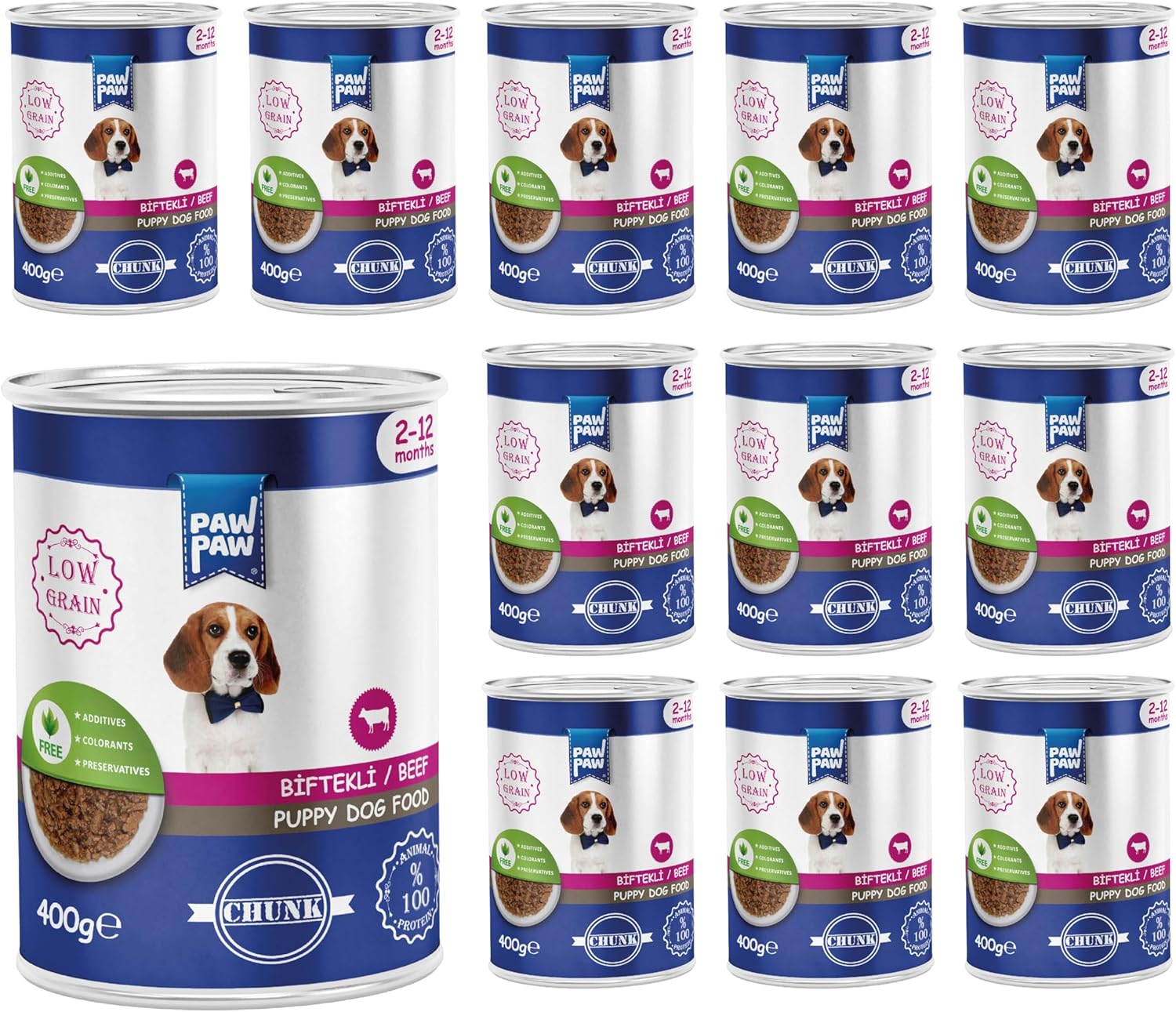 Alternative view of Pawpaw Yavru Köpek Biftekli ve Jöleli Konserve Mama 400 Gr x 12 Adet