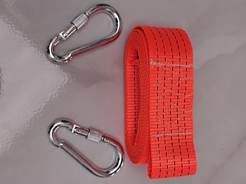 Çeki Halatı 3 Ton 5 M (ÇEKME HALATI) Kumaş 10 MM VİDALI METAL ÇENGELLİ Karabinalı, Turuncu KUMAŞ Çeki Halatı, 5 Cm genişlik 2mm, yüksek Dayanıklı, Çelik Uçlu Araba Çekme, oto çeki