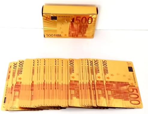 500 Euro Temalı Altın Renkli Oyun Kartları, Pişti ve 51 Oyunu İçin, Özel Tasarım