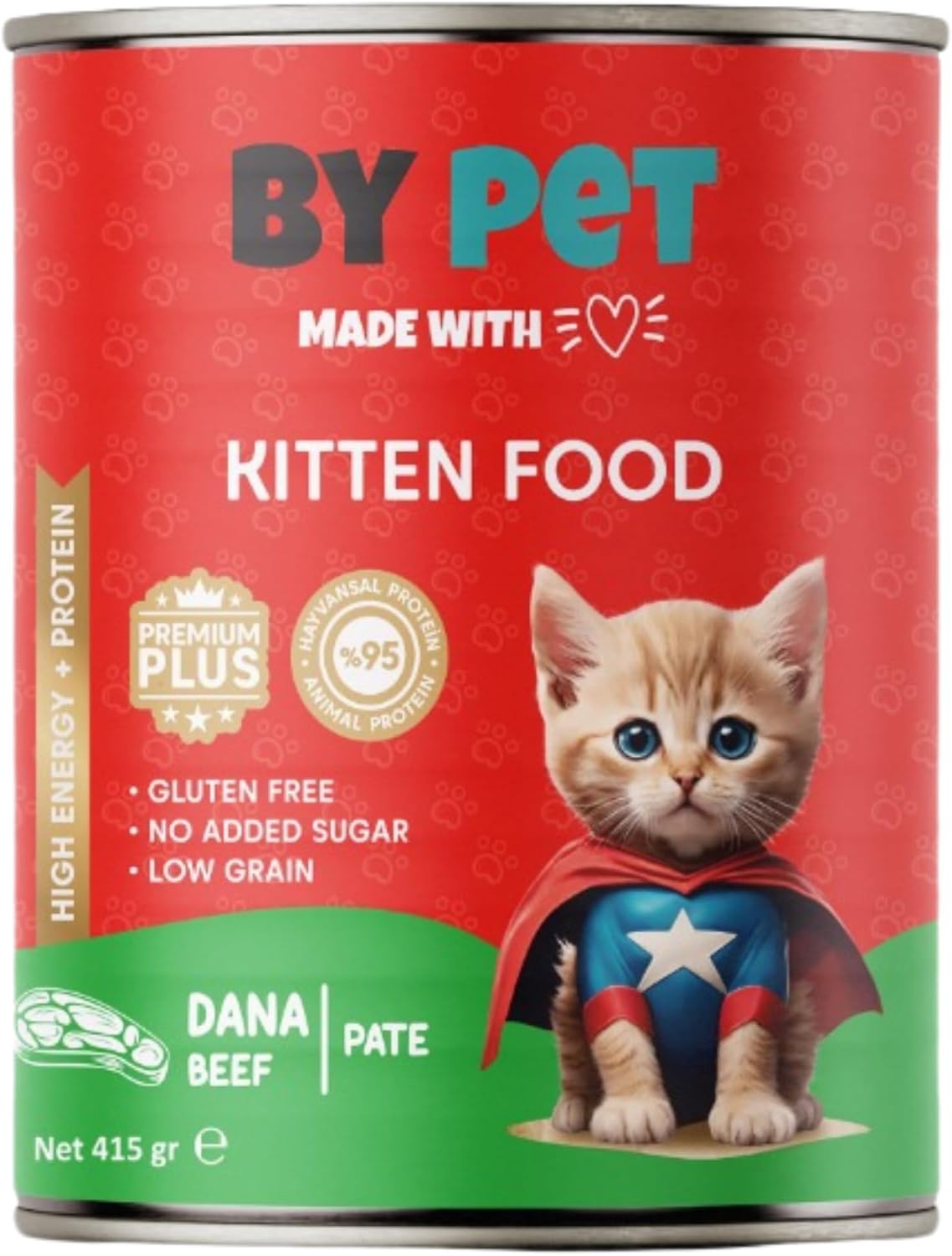 Bypet Dana Etli Yavru Kedi Yaş Kedi Maması 1 Adet -400 Gram Konserve