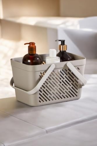 Life Taşınabilir Çok Amaçlı Banyo Mutfak Çekmece İçi Organizer Düzenleyici Gri Kulplu Sepet Plastik MIT1150