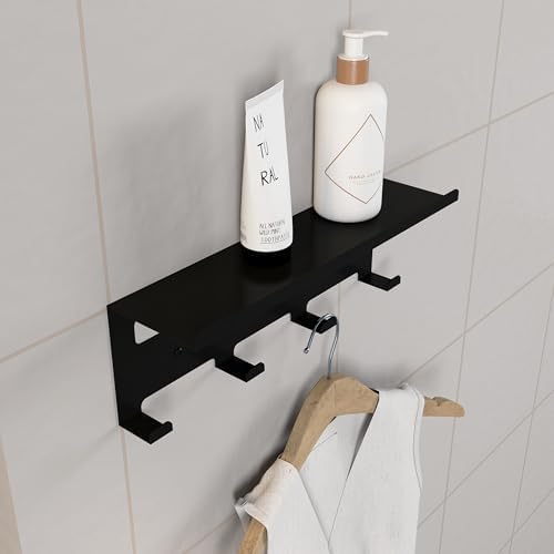 Alternative view of Siyah Metal Duvar Rafı ve Askılık - Çok Amaçlı Askı Aparatatı - Banyo, Mutfak, Giyinme Odası, Kiler ve Oda Kapı arkaları için Uygun