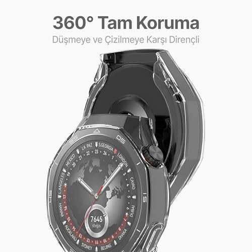 GT5 Pro 46mm için Saati Tam Saran TPU Ekran Koruyuculu Çizilme ve Darbelere Karşı Koruma Sağlayan Dokunmatik Etkilemeyen Silikon Kılıf (Şeffaf, GT5 Pro 46mm)