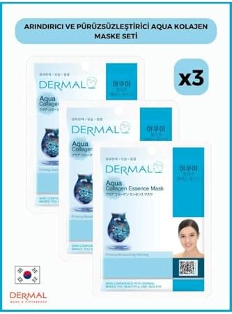 Alternative view of Dermal Aqua Arındırıcı ve Pürüzsüzleştirici Kolajen Maske 3 Adet