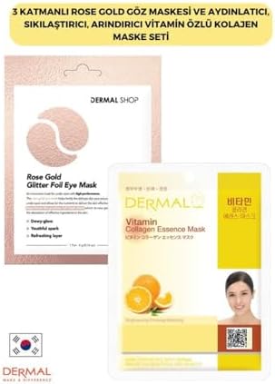 Dermal 3 Katmanlı Rose Göz Maskesi ve Aydınlatıcı, Sıkılaştırıcı, Arındırıcı Vitamin Özlü Kolajen Mask