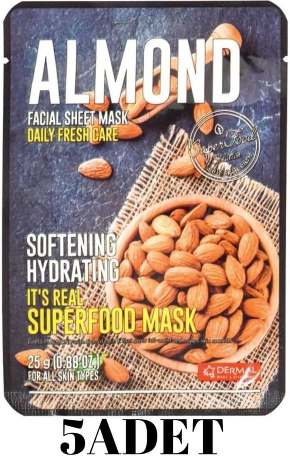 Dermal Nemlendici ve Yumuşatıcı Tüm Cilt Tipleri için Superfood Yüz Maskesi 5 Adet
