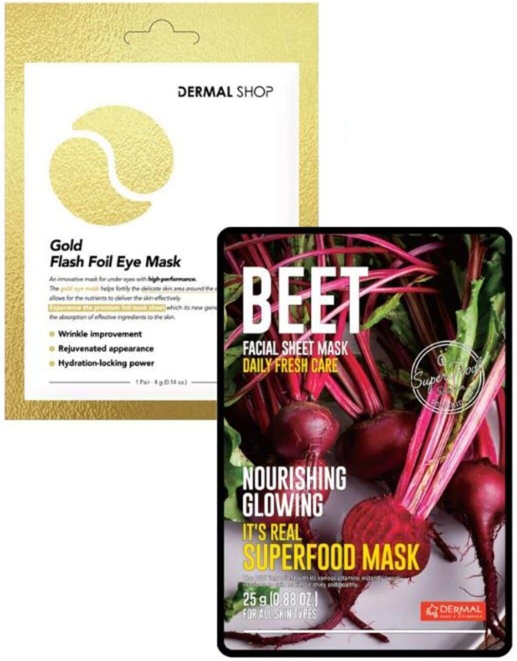Dermal 3 Katmanlı Göz Maske ve Besleyici, Canlandırıcı,%100 Pamuk Pancar Maske Seti