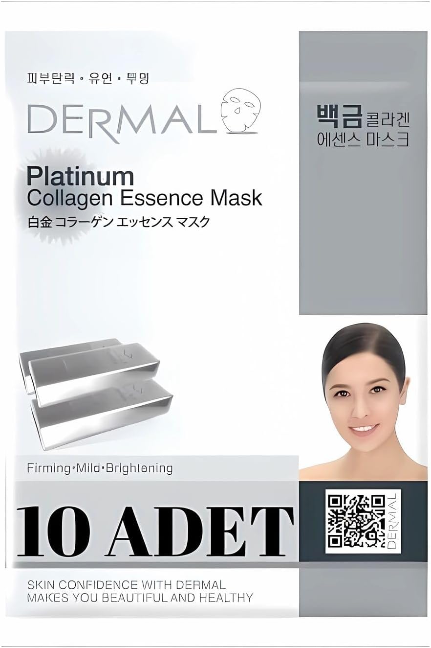 Dermal 10'lu Platinum Kolajen Özlü Tek Kullanımlık Cilt Bakım Maskeleri