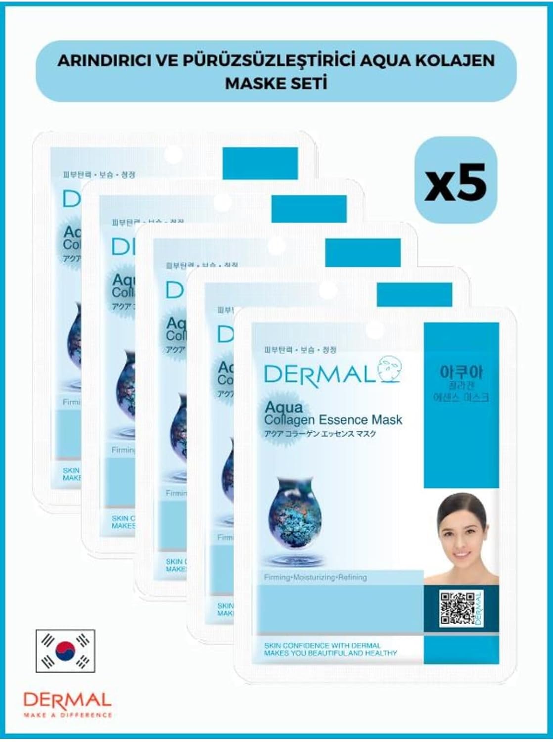 Alternative view of Dermal Sıkılaştırıcı, Nemlendirici, Arındırıcı Aqua Kolajen Maske 23gr 5 Adet