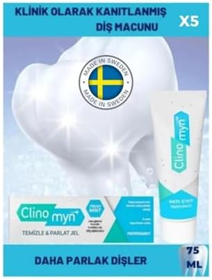 CLINOMYN Fresh Diş Beyazlatan Ve Parlatan Jel Diş Macunu 75 ml X 5 Adet