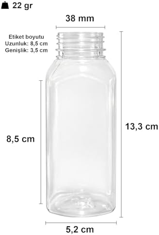 Alternative view of 250 ml Smoothie Detoks Şişesi 250 cc Kapaklı Şeffaf Plastik Şişe Detox Köşeli Dondurucuya Uygun 6 Adet