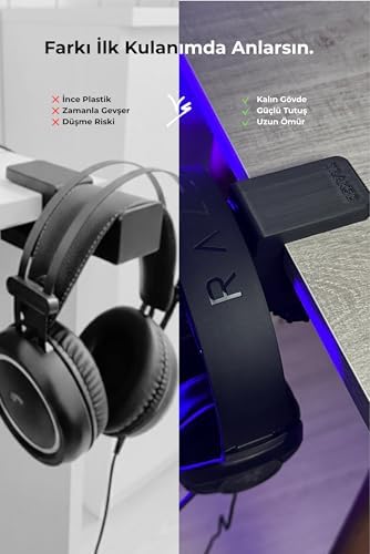 Alternative view of Premium Siyah Masa Kenarı Kulaklık Standı – Shadow Edition V6 (Yeni Versiyon) | Kaydırmaz Keçeli, Ergonomik ve Güçlendirilmiş