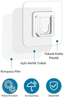 Alternative view of Life 5 Adet Çift Taraflı Yapışkanlı Şeffaf Plastik Eşya Sabitleme Askısı MIT1107