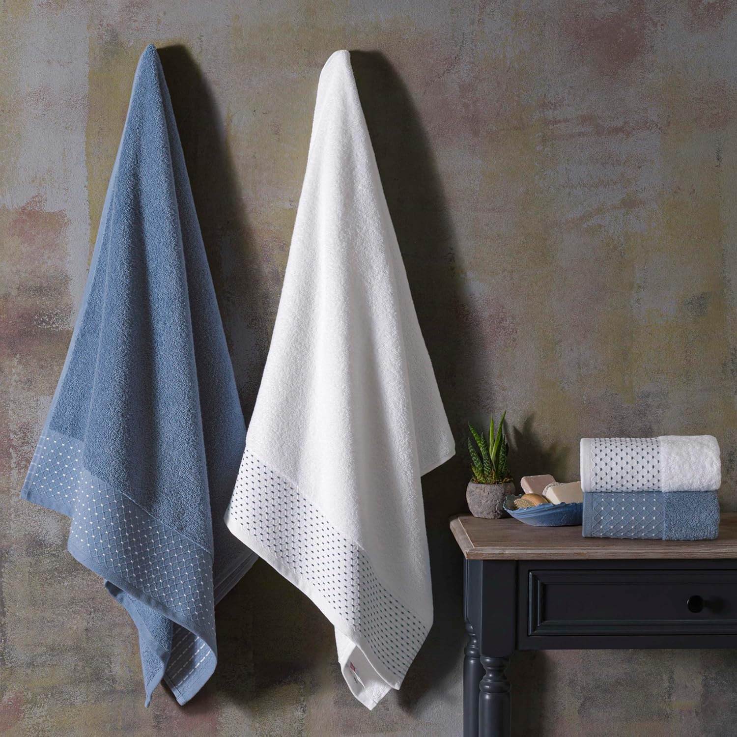 TAÇ Wind Pure Beyaz Denim Pamuk Hamam Seti, Beyaz, S-M/L-XL