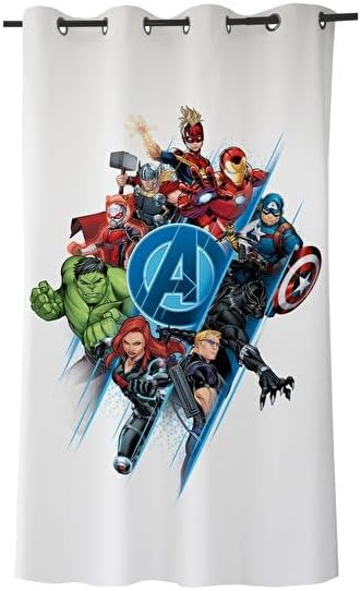 Avengers Düz Pamuk Hazır Perde, Çok Renkli, Tekli