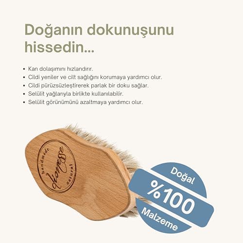 At Kılı Fırçası | 100% Doğal Kayın Ağacı ve At Yelesi Kıllarından El Yapımı Selülit Fırçası
