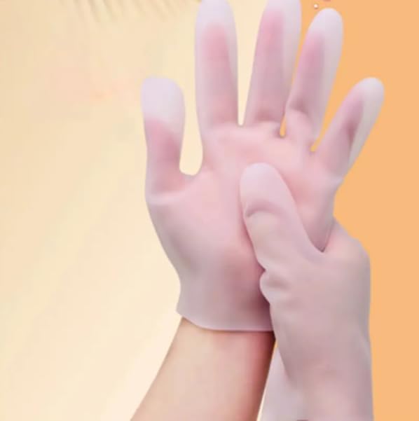 Silikon Yumuşak Spa Nemlendirici Eldiven Bakım Eldiveni 1 Çift Pembe