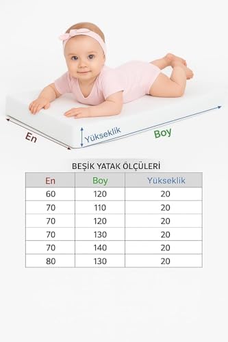 Alternative view of SUVAY%100 Pamuklu Sıvı Geçirmez Bebek Alezi Yatak Koruyucu Bebek Çocuk Beşik Kreş Anaokulu Alezi (70 x 110)