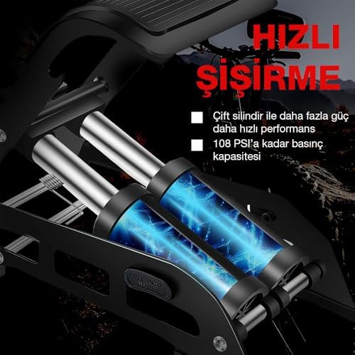 Alternative view of KB5402D Çift Pistonlu Dokunmatik Dijital Basınç Göstergeli Ayak Pompası ve Taşıma Kılıfı, Kırmızı/Siyah