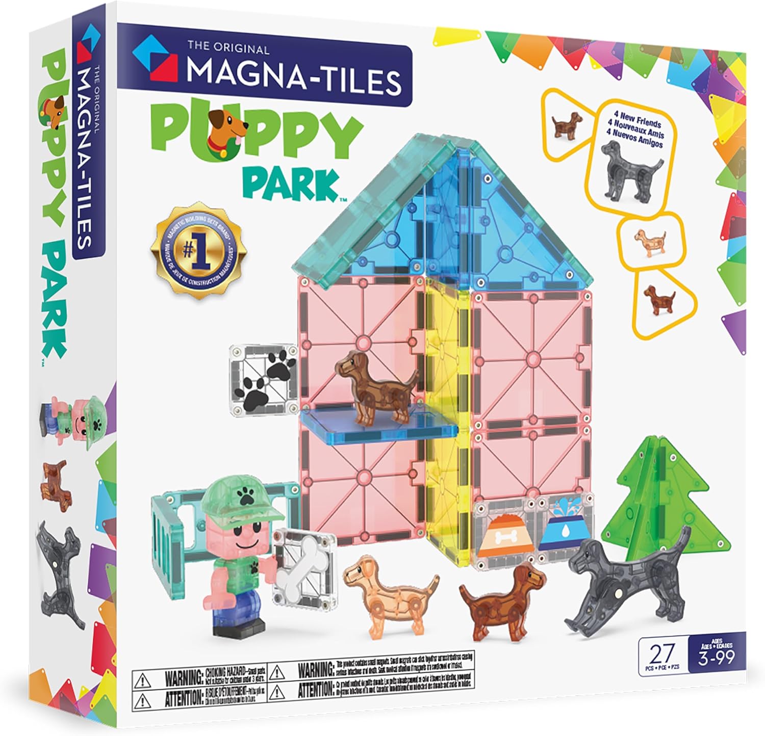 Tiles® Puppy 27 Parça Mıknatıslı Yapı Seti, Orijinal Manyetik Yapı Markası