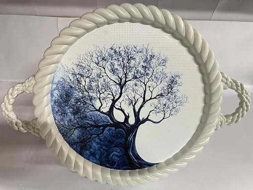 Alternative view of Lüks Dekoratif Plastik tepsi Bukleli Çerçeve 35 x 35 Nostaljik Ağaç Desenli
