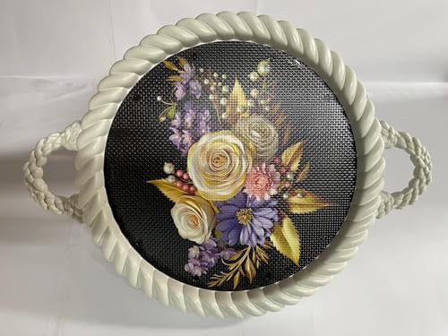 Alternative view of Lüks Dekoratif Plastik tepsi Bukleli Çerçeve 35 x 35 Çiçek Kolajı ve İnci Desenli
