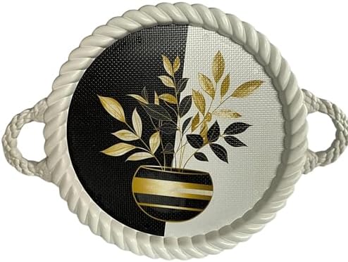 Lüks Dekoratif Plastik tepsi Bukleli Çerçeve 35 x 35 Vazoda Çiçek Desenli