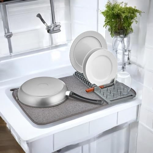 Tezgah Üstü Bulaşıklık Bulaşık Kurutma Matı Süzgeci Katlanır Plastik Sepeti Kurulama Bezi Örtüsü Kurutmalık Katlanabilir Tabaklık Süzgeçleri