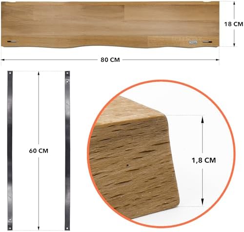 Alternative view of Duvar Rafı, Dekoratif Duvar Rafı, Masif Kayın Modern Duvar Rafı - 80 cm