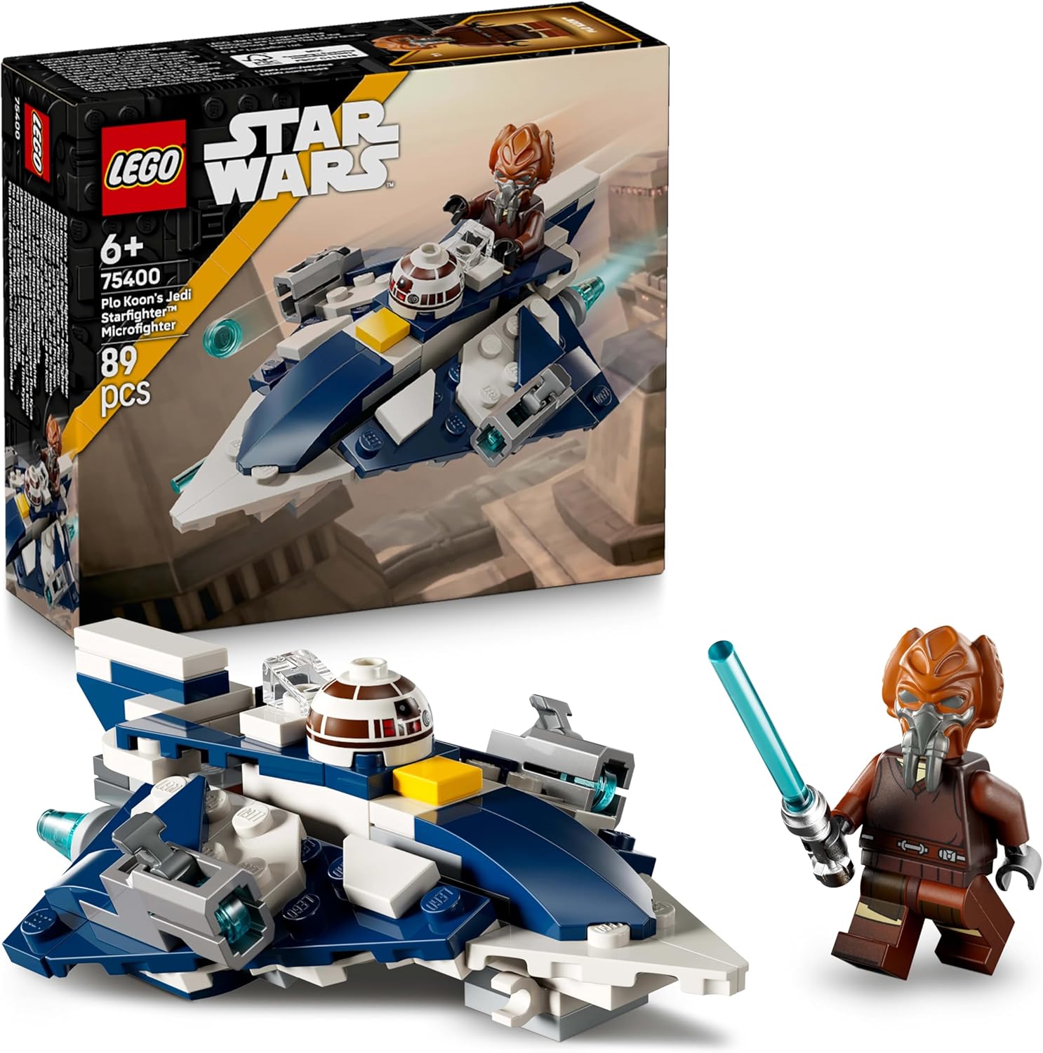 Alternative view of : Klon Savaşları Plo Koon'un Jedi Starfighter Mikro Savaşçısı 75400-6 Yaş ve Üzeri Çocuklar için minifigür Kokpiti ve 2 Mermi Atıcı İçeren Yaratıcı Oyuncak Yapım Seti (89 Parça)