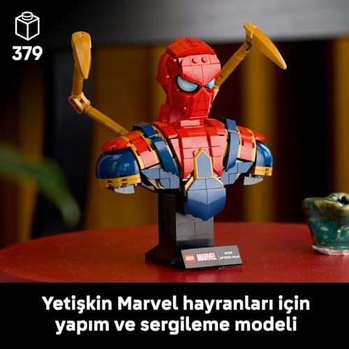 ǀ Iron Örümcek Adam Büstü 76326 – Yetişkin Süper Kahraman Hayranları için Örümcek Adam Büstü içeren Koleksiyonluk Sergi Modeli, Temalı Hediye Fikri (379 Parça)