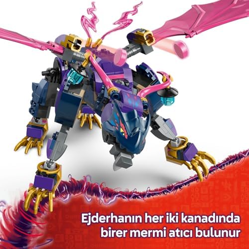 Usta Ejderha Rontu 71842-7 Yaş ve Üzeri Kız ve Erkek Çocuklar için Mermi Atıcısı Olan Oyuncak Ejderha ve 4 Minifigür İçeren Yaratıcı Oyuncak Yapım Seti, Doğum Günü Hediyesi (381 Parça)