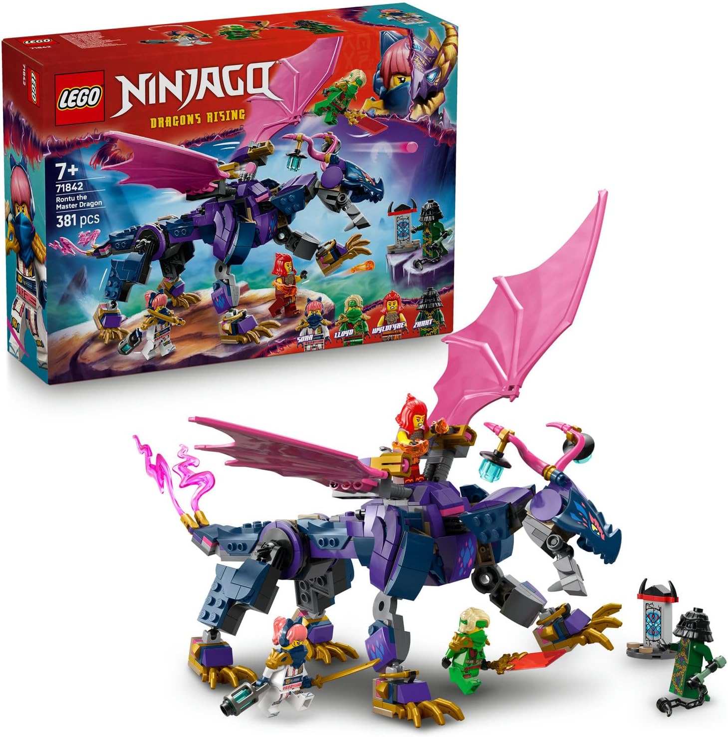 Alternative view of Usta Ejderha Rontu 71842-7 Yaş ve Üzeri Kız ve Erkek Çocuklar için Mermi Atıcısı Olan Oyuncak Ejderha ve 4 Minifigür İçeren Yaratıcı Oyuncak Yapım Seti, Doğum Günü Hediyesi (381 Parça)