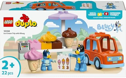 Bluey ile Dondurma Gezisi 10458-2 Yaş ve Üzeri Çocuklar için Araçlı Rol Oyunu Sunan Yaratıcı Yapım Seti, Doğum Günü Hediye Fikri (22 Parça)