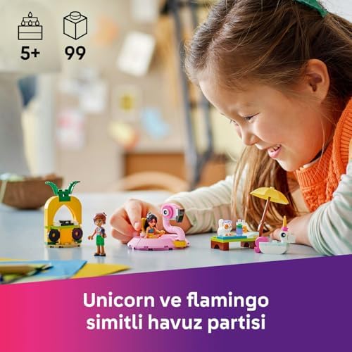 Alternative view of Tek Boynuzlu At ve Havuz Partisi 42658-5 Yaş ve Üzeri Kız ve Erkek Çocuklar için 2 Mini Bebek ve 1 Kedi Figürü İçeren Yaratıcı Oyuncak Yapım Seti, Hediye Fikri (99 Parça)