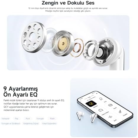 QCY Melobuds N50 Anc Ht12 6 Mikrofonlu Bluetooth 5.4 Kulaklık Siyah