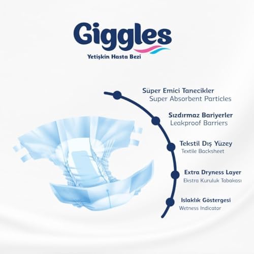 Alternative view of Giggles Yetişkin Bel Bağlamalı Hasta Bezi Medium 8'li 1 Paket 8 Adet