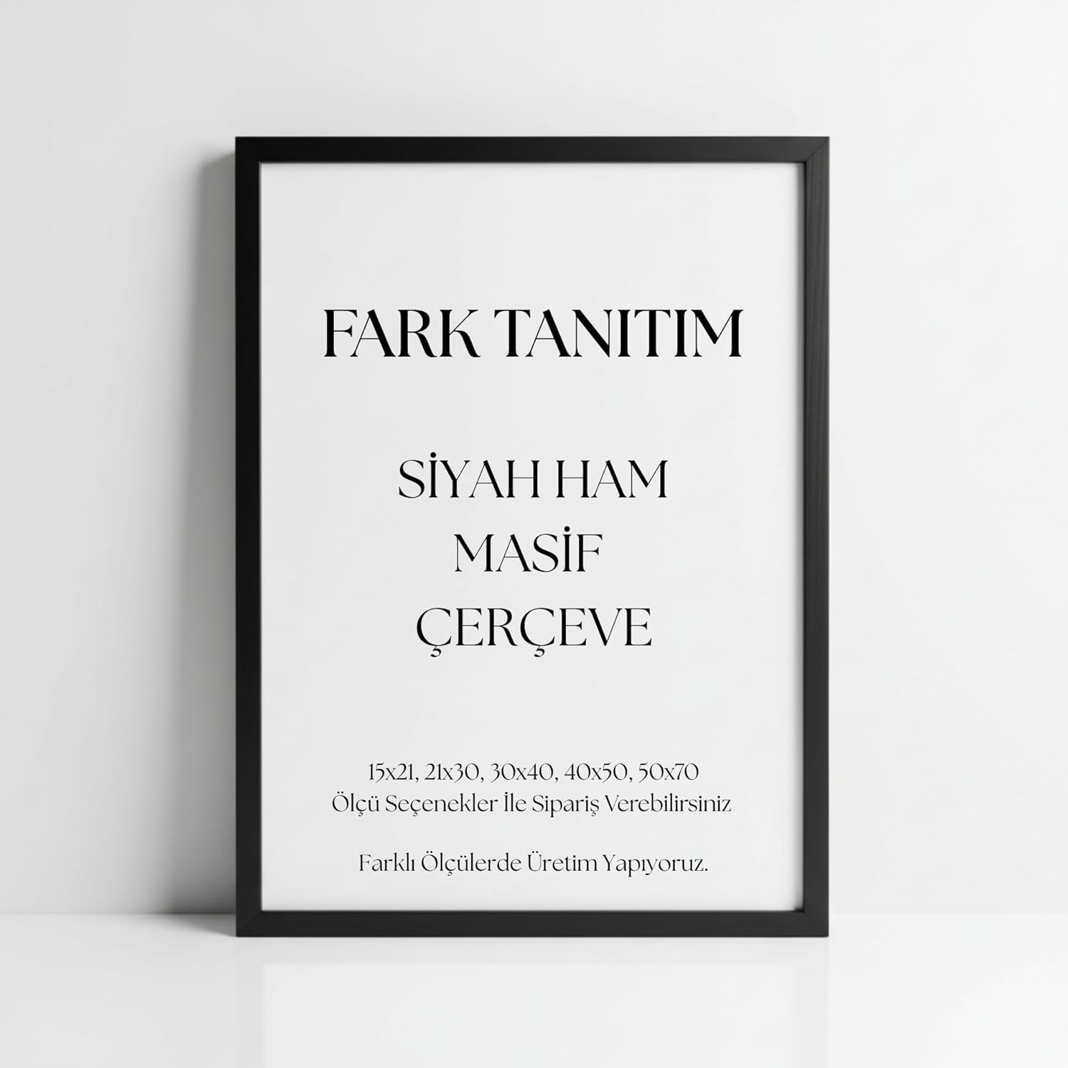 Premium Masif Çam Çerçeve - 3mm MDF Arkalık - 500 Mikron Kırılmaz Şeffaf PVC Ön Koruma - Şık ve Dayanıklı Duvar Ahşap Çerçevesi (Siyah, 50cm x 70cm)