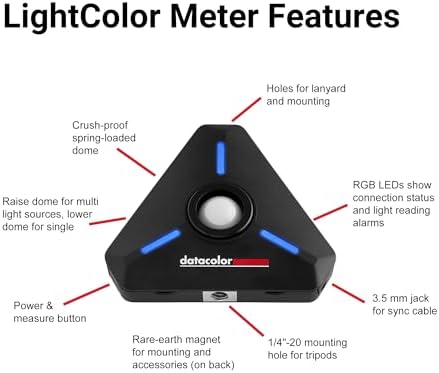 Datacolor LightColor Metre - Fotoğraf, Video ve Sinema için Bluetooth Özellikli Işık ve Renk Sıcaklığı Ölçer - Sürekli Gerçek Zamanlı Veri Akışı - Taşınabilir, Kompakt, Düşmeye Dayanıklı