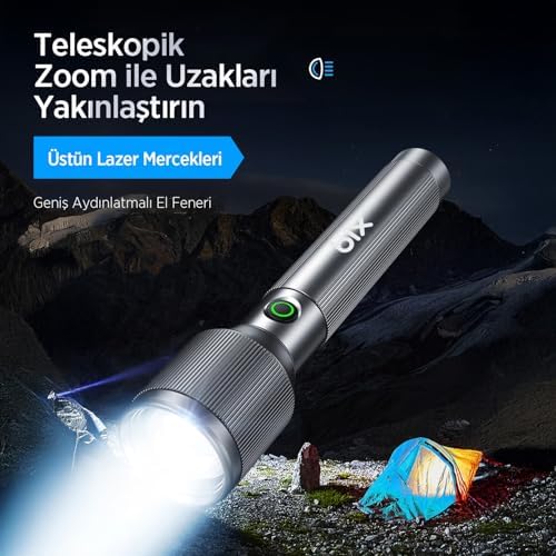 Alternative view of Bix Flashlight BX2143FL 24W LED, Max. 1100 Lümen Parlaklık ve 950 Metreye Kadar Menzilli, Zoom Özellikli Şarj Edilebilir Kamp ve Acil Durumlar için Çok Modlu Kompakt El Feneri