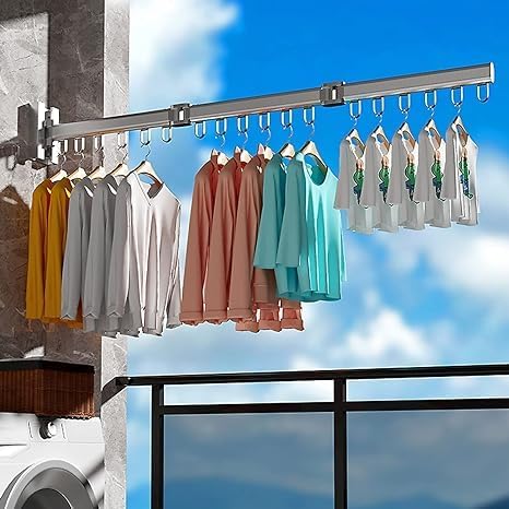 Çamaşır Kurutma ve Elbise sergileme saklama aparatı,360° Dönebilen Katlanabilir Alüminyum Duvar Montajı, Banyo mağaza işletme ve Balkon için