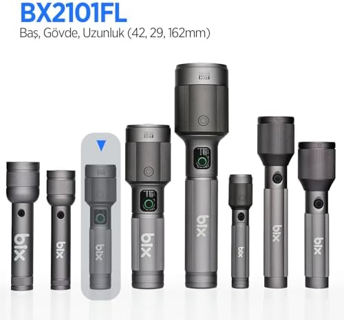 Alternative view of Bix Flashlight BX2101FL 30W LED, Max. 1450 Lümen Parlaklık ve 690 Metreye Kadar Uzun Menzilli Şarj Edilebilir, LED Güç Göstergeli Çok Modlu Acil Durum ve Kamp Kompakt El Feneri
