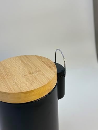 Alternative view of Bambu Kapaklı Metal Çöp Kovası – Hidrolik Sistemli Yavaş Kapanma Özellikli, Pedallı, Banyo ve Mutfak İçin Şık ve Fonksiyonel Tasarım (Siyah, 3 Litre)
