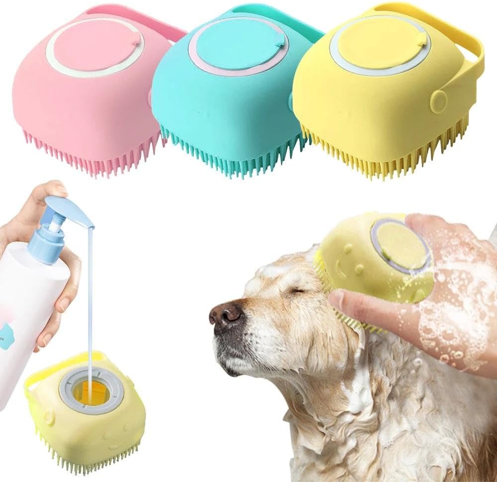 Alternative view of Şampuan Hazneli Kedi Ve Köpek Evcil Hayvan Yıkama Fırçası Silikon (PEMBE)