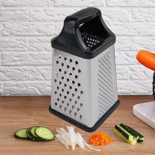Alternative view of Silikon Saplı 4 Yüzeyli Kaymaz Tabanlı Paslanmaz Çelik Rende – Ergonomik Tasarım, Pratik Kullanım ve Çok Amaçlı Rendeleme Özelliği ile Mutfakta Vazgeçilmez Yardımcınız