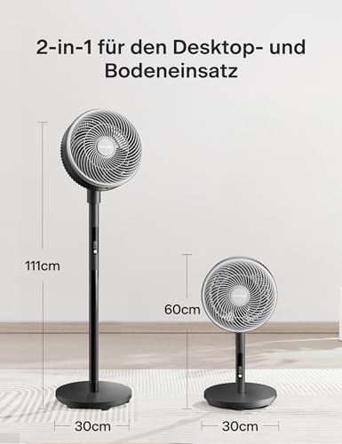Pelonis Uzaktan Kumandalı Vantilatör, 36dB Sessiz Çalışma, Hız Ayarı, 60-111cm Ayarlanabilir Yükseklik, Dikey ve Yatay Eksende Salınım, 35 Watt