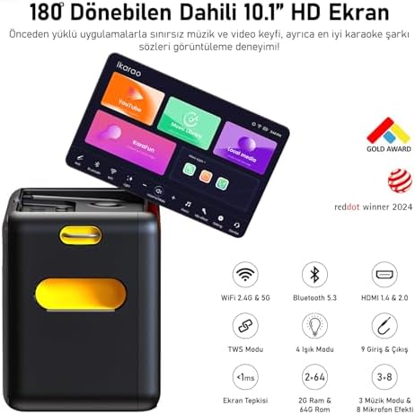 Alternative view of Ikarao Partybox Hoparlör ve Mikrofon Standlı Break X2 600W Karaoke Bluetooth Hoparlör Seti