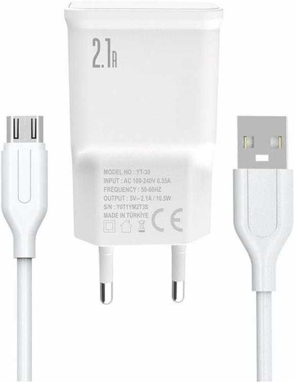 Yetty 2 in 1 Şarj Cihazı +1m Micro Usb Kablo Beyaz YT-30M (Micro) (Türkiye de üretilmiştir)