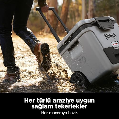 FrostVault Hard Cooler 28 l, birinci sınıf yalıtımlı soğutma kutusu, 6 güne kadar buz tutar, buzdolabı sıcaklığına sahip entegre kuru saklama çekmecesi, 48 kutu için uygundur, Cloud